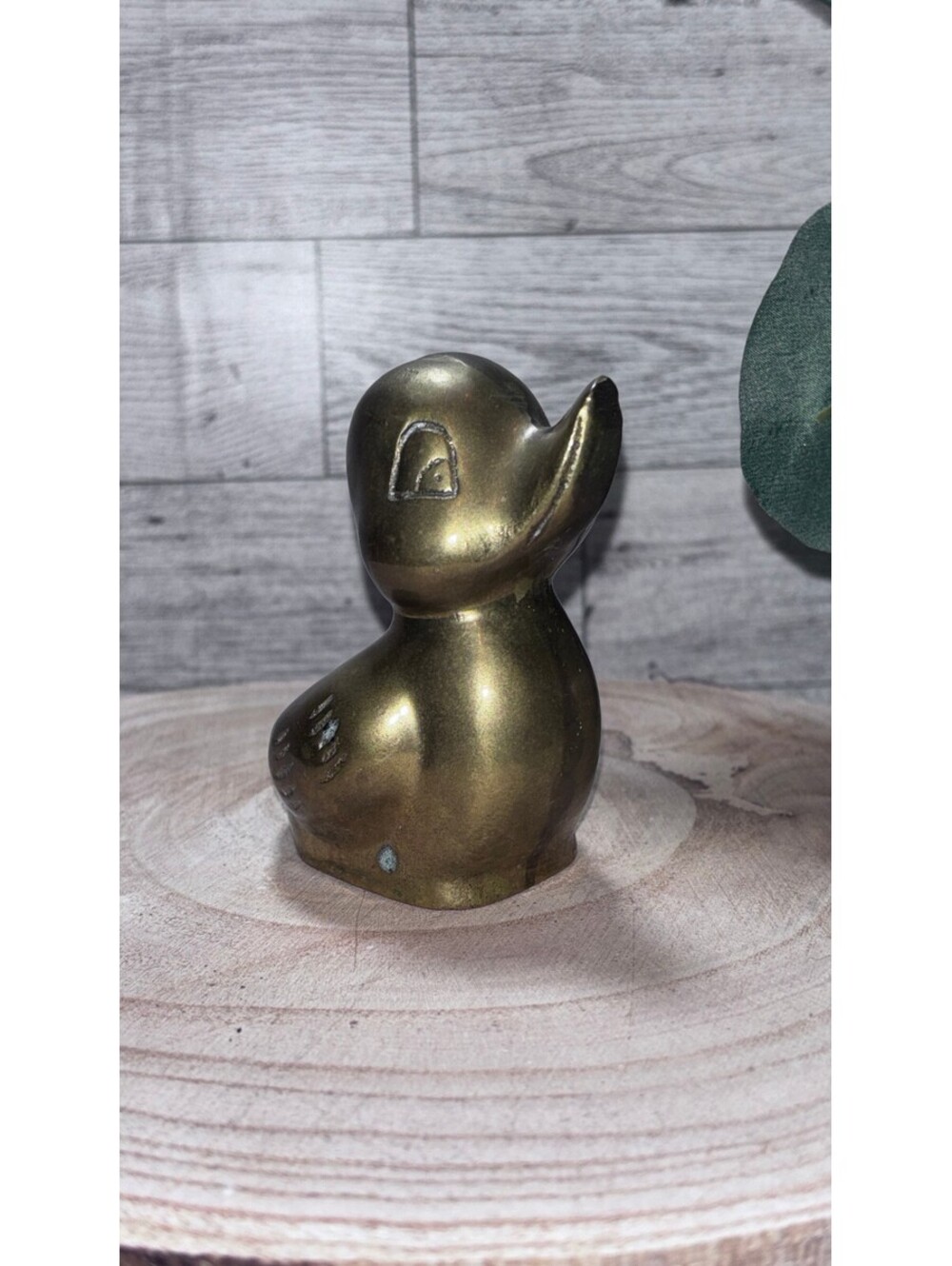 Vintage Brass Duck Figurine with Patina